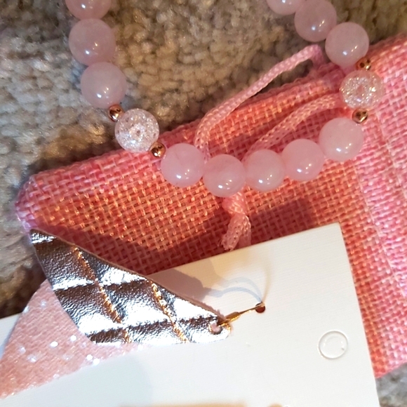 *AUTHENTIC* Pink quart bracelet/ earrings*BEAUTIFUL* - Picture 2 of 3